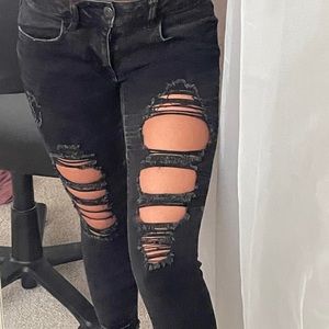 American Eagle Black Ripped Jeans Short